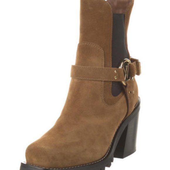 New Authentic Louis Vuitton Brown Suede Chelsea Boot Gold Hardware Size 36 - Picture 2 of 5